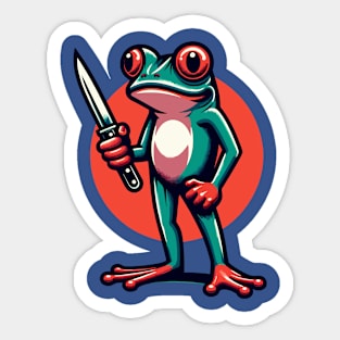 Little frog holding a knife Sticker